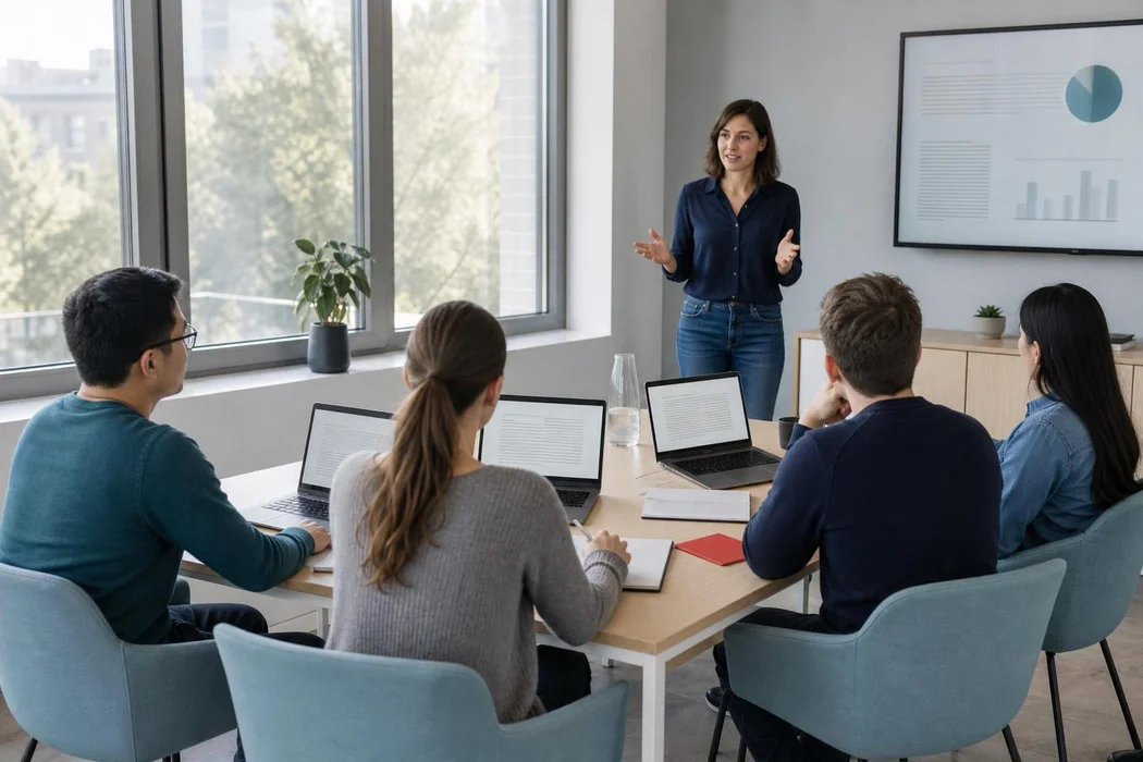 A small team in a hands-on AI workshop