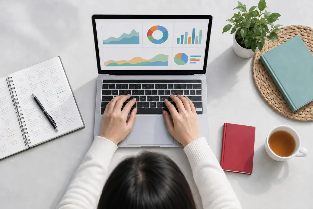 A workspace with a laptop and a planner, ready to take on a new challenge